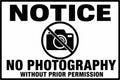 Notice No Photography 4x6 vinyl sticker