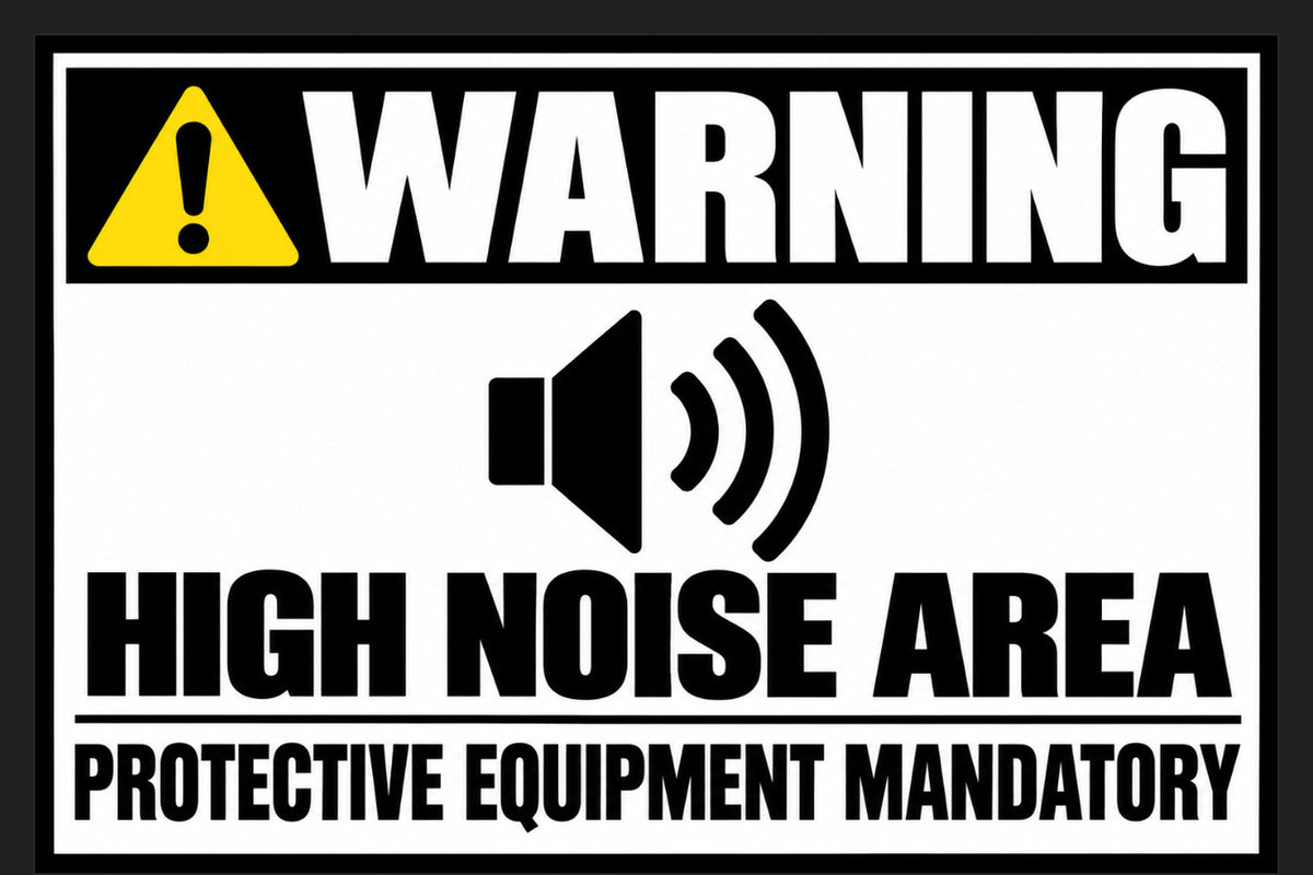 Warning High Noise Area Protective Equipment Mandatory 4x6 vinyl sticker