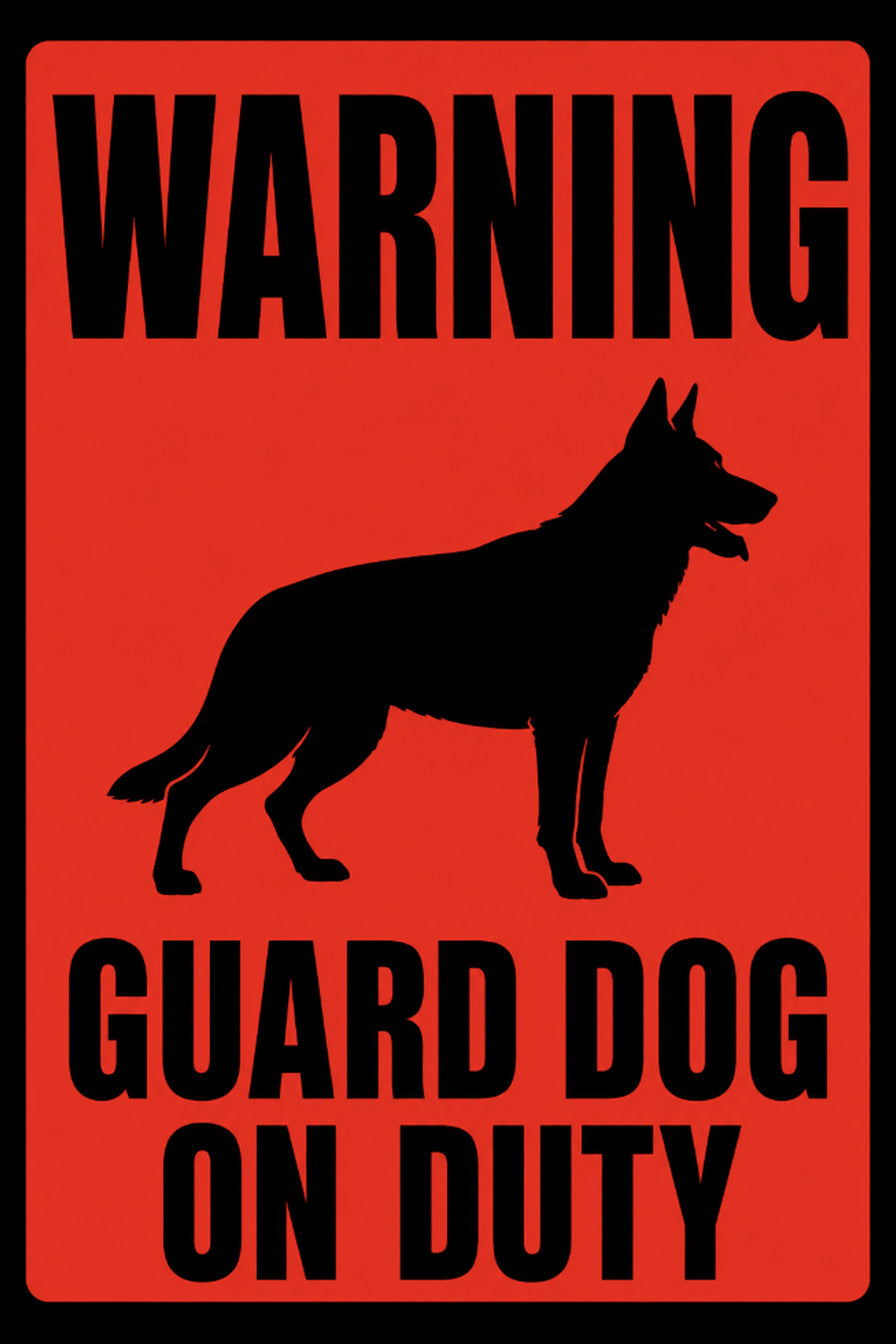 Warning Guard Dog On Duty 4x6 vinyl sticker