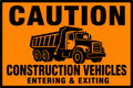 Caution Construction Vehicles Entering & Exiting 4x6 vinyl sticker