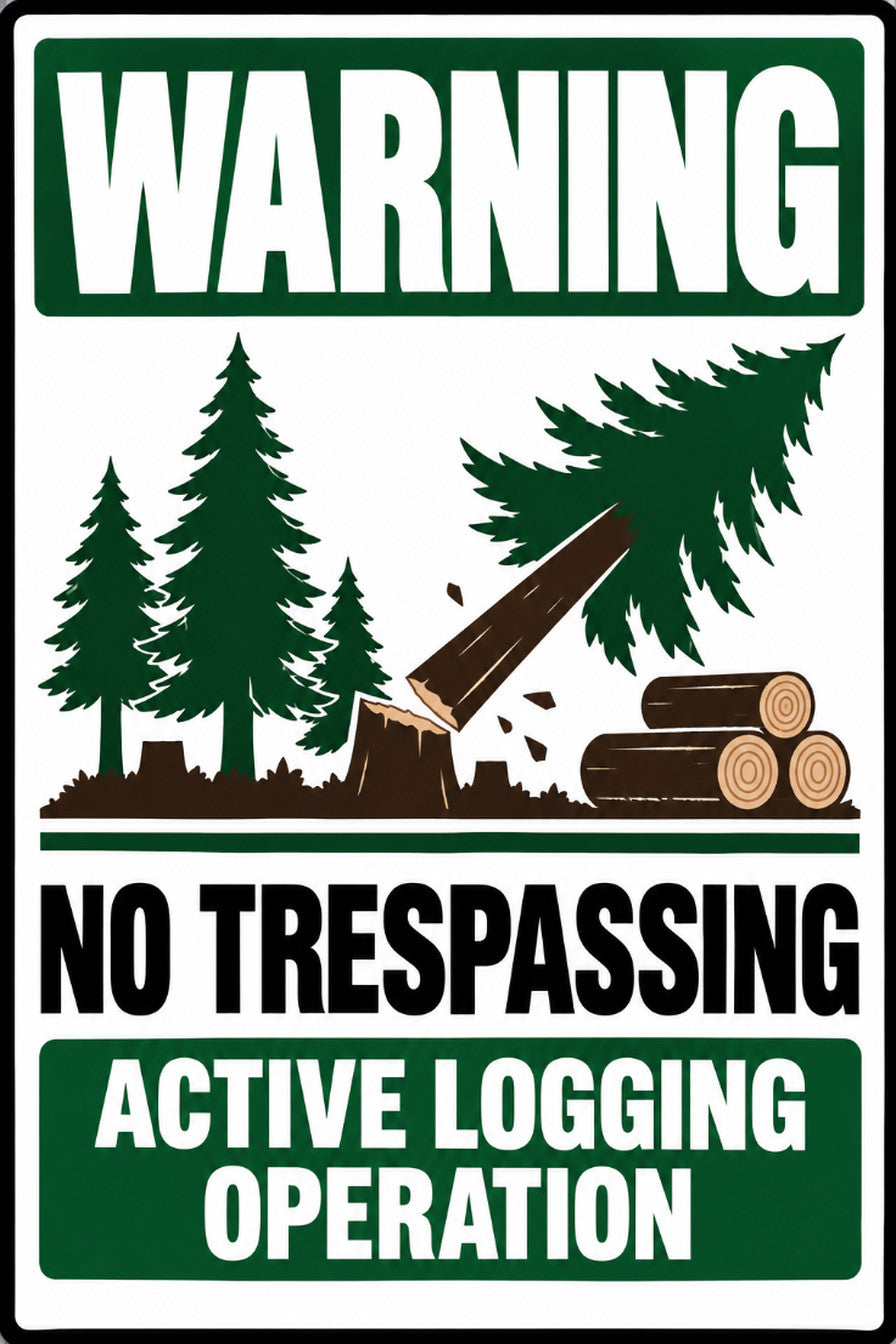 Warning No Trespassing Active Logging Operation 4x6 vinyl sticker