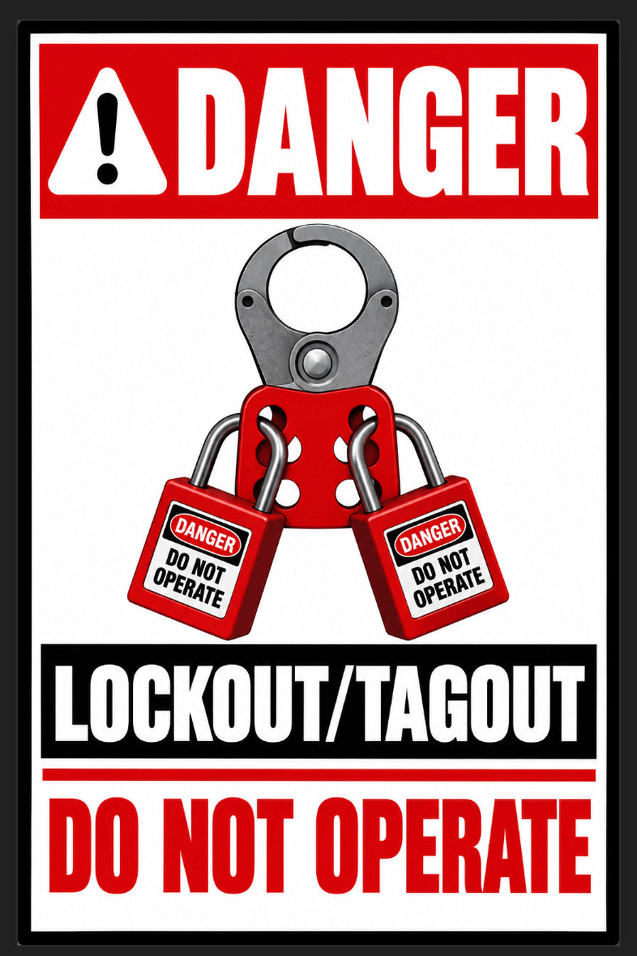Danger Lockout Tagout Do Not Operate 4x6 vinyl sticker