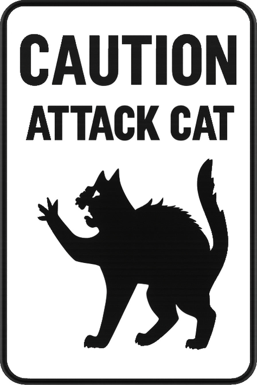 Caution Attack Cat 4x6 vinyl sticker