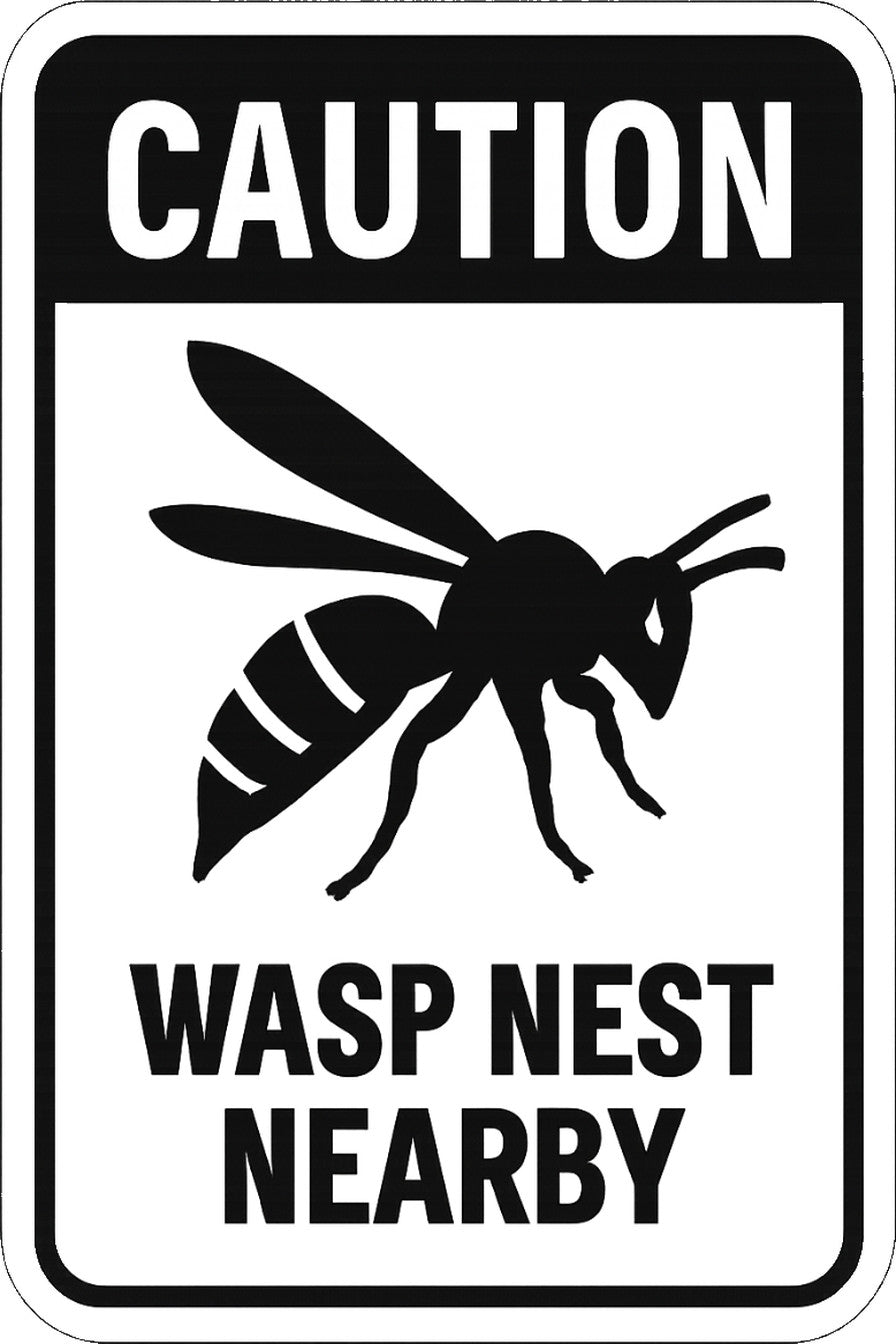 Caution Wasp Nest Nearby 4x6 vinyl sticker