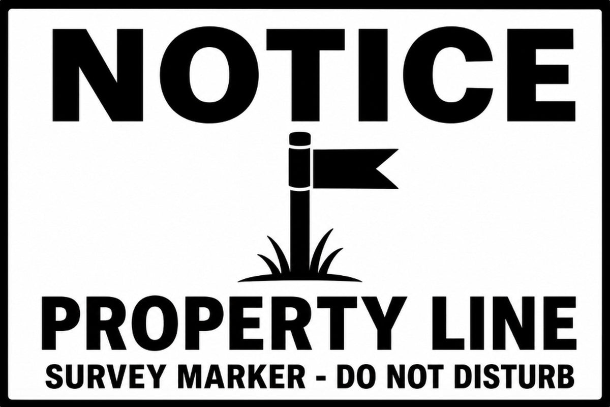 Notice Property Line Survey Marker 4x6 vinyl sticker