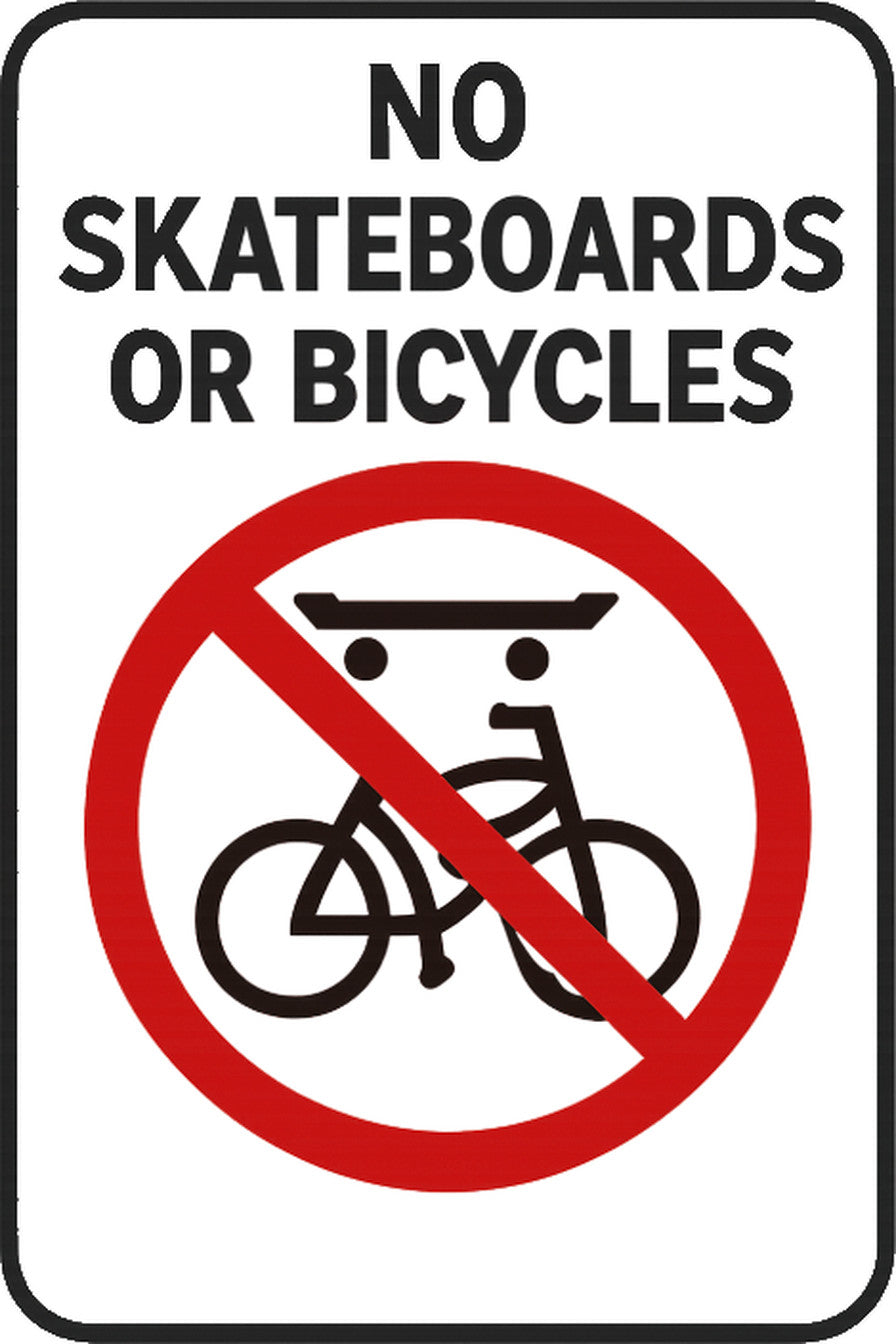 No Skateboards Or Bicycles 4x6 vinyl sticker
