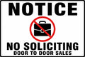 Notice No Soliciting Door to Door Sales 4x6 vinyl sticker