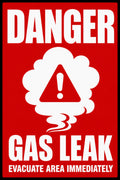 Danger Gas Leak Evacuate Area Immediately 4x6 vinyl sticker