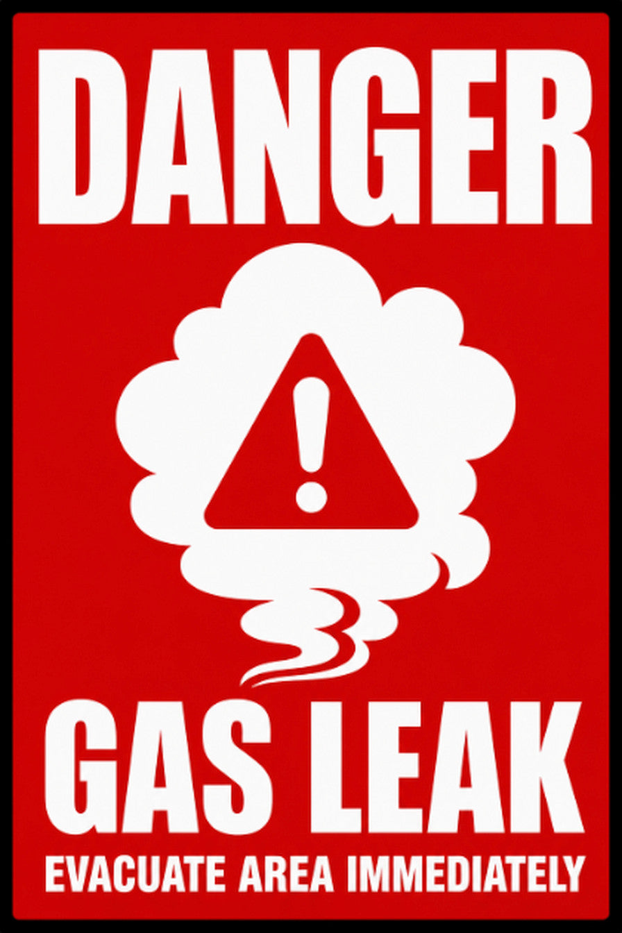 Danger Gas Leak Evacuate Area Immediately 4x6 vinyl sticker