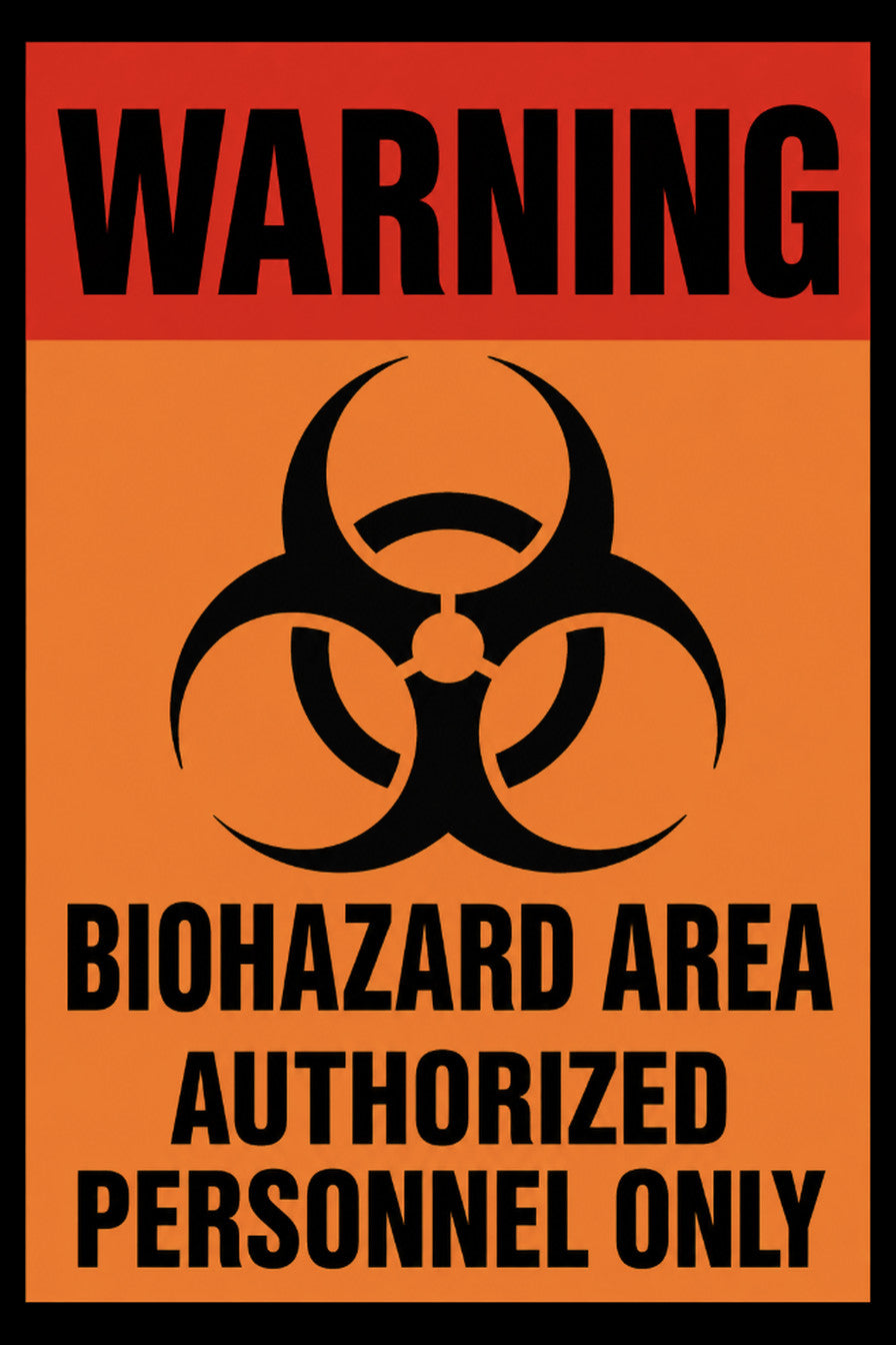 Warning Biohazard Area Authorized Personnel Only 4x6 vinyl sticker