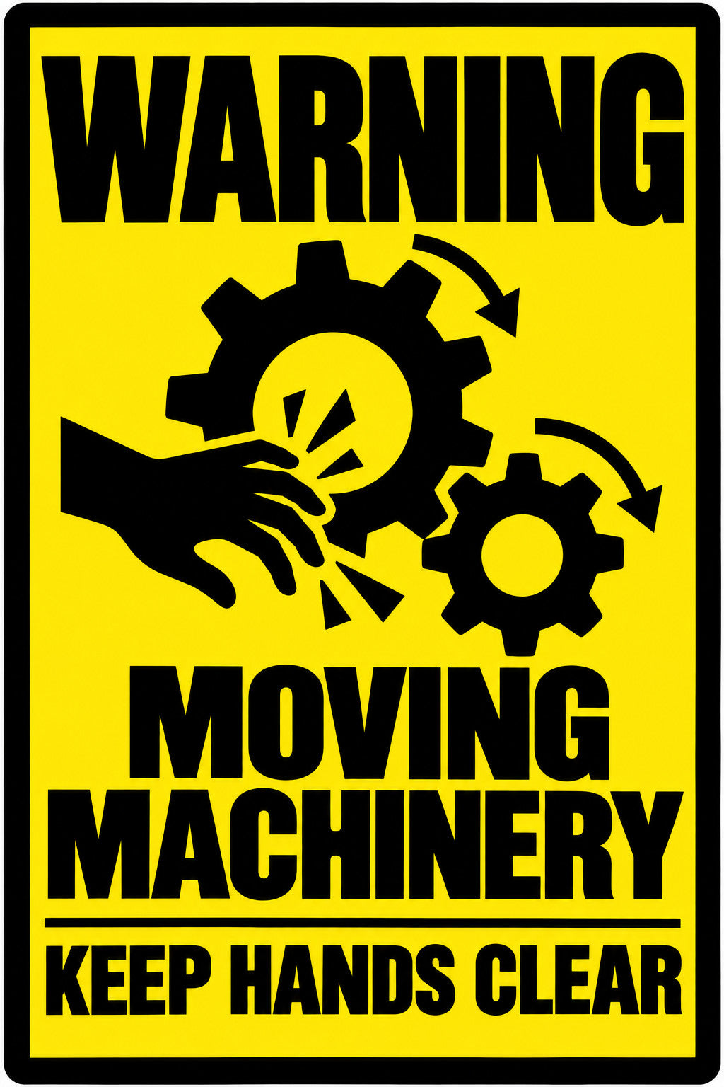 Warning Moving Machinery Keep Hands Clear 4x6 vinyl sticker