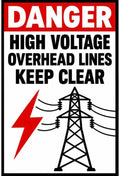Danger High Voltage Overhead Lines Keep Clear 4x6 vinyl sticker
