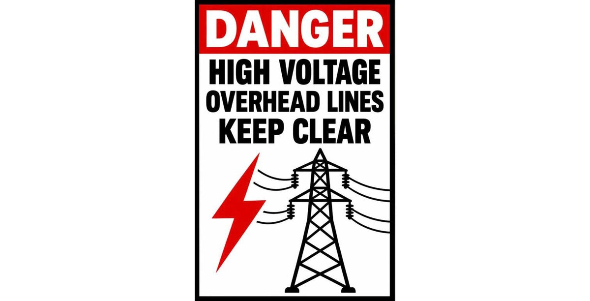 Danger High Voltage Overhead Lines Keep Clear 4x6 vinyl sticker