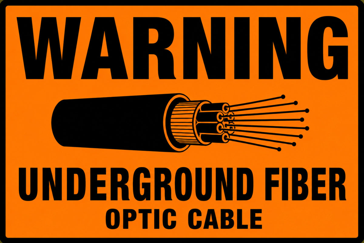 Warning Underground Fiber Optic Cable 4x6 vinyl sticker