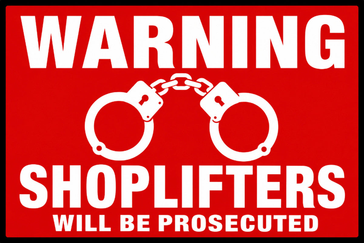 Warning Shoplifters Will Be Prosecuted 4x6 vinyl sticker