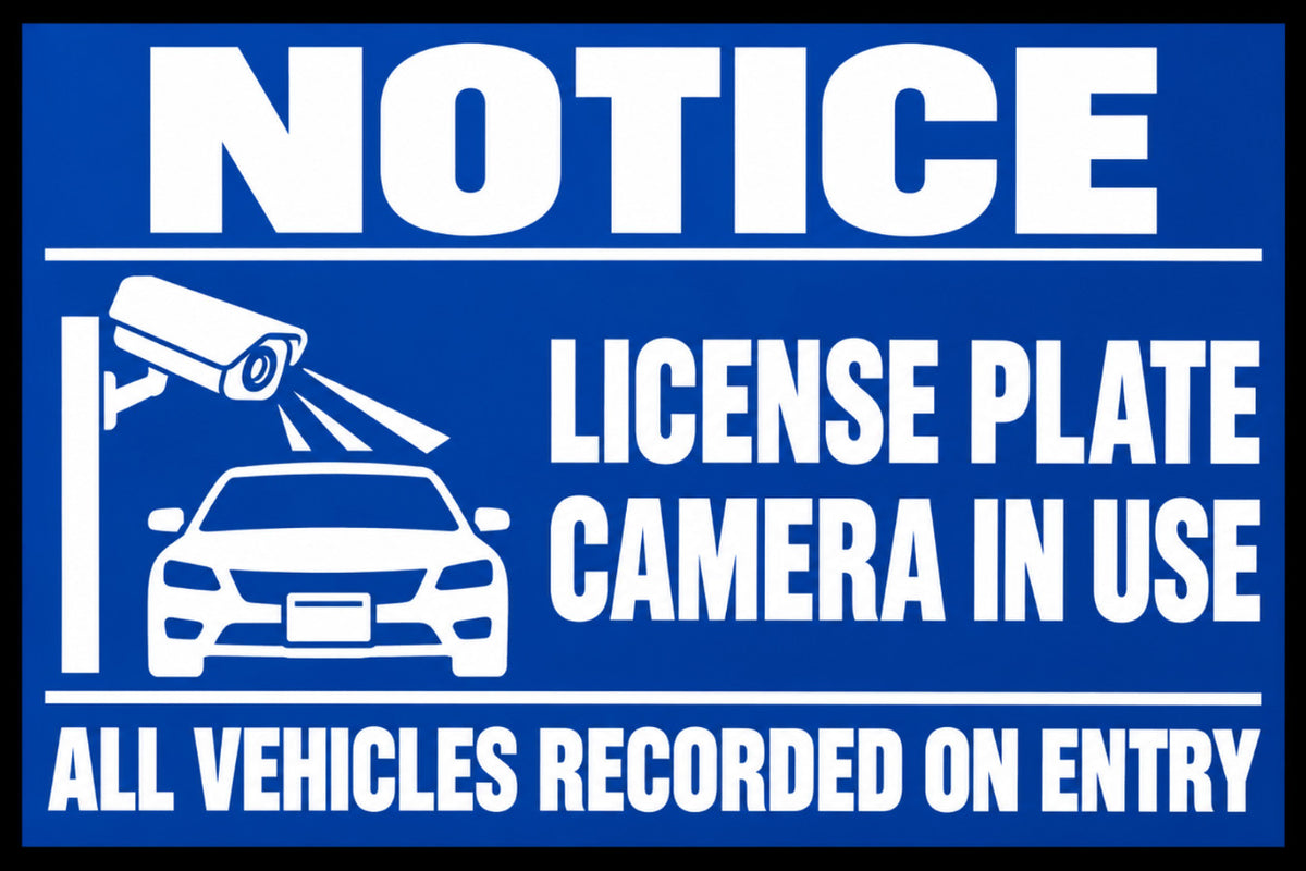 Notice License Plate Camera In Use 4x6 vinyl sticker