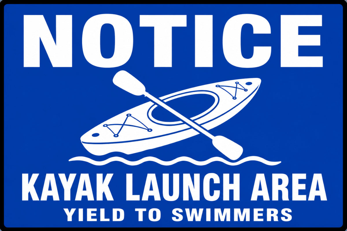 Notice Kayak Launch Area Yield To Swimmers 4x6 vinyl sticker