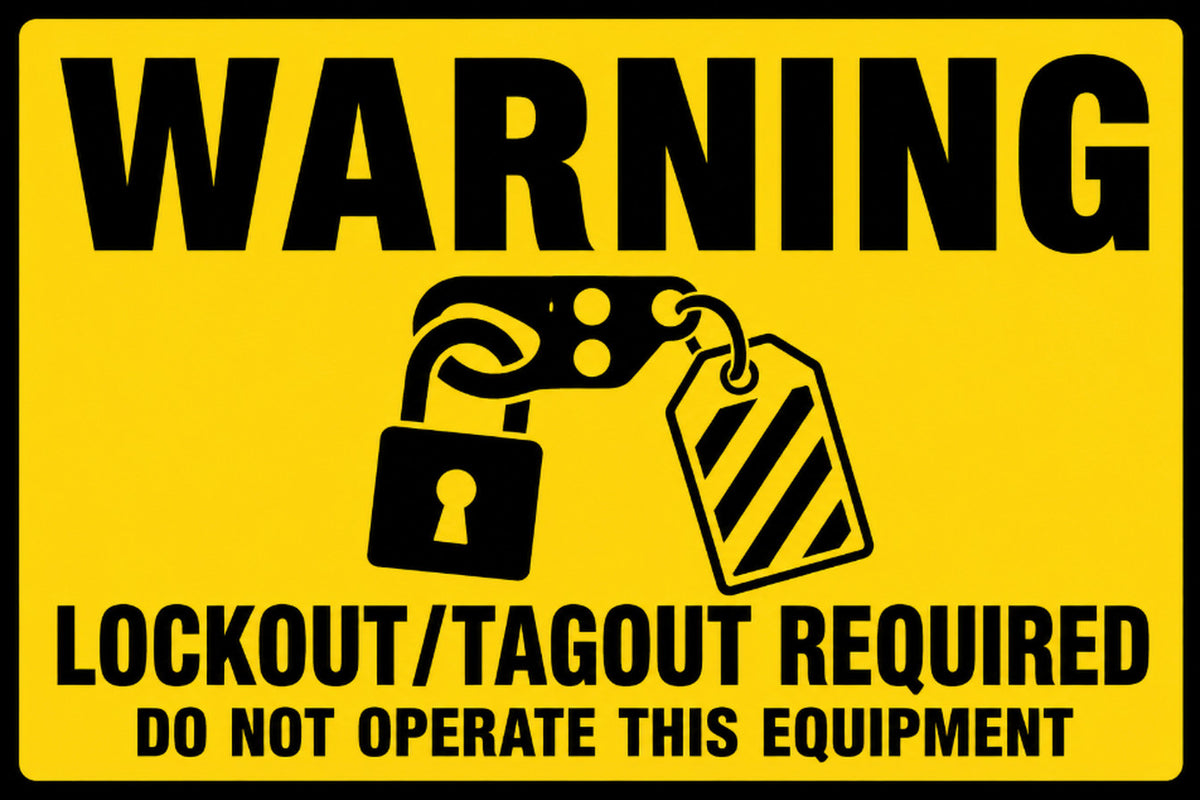 Warning Lockout Tagout 4x6 vinyl sticker