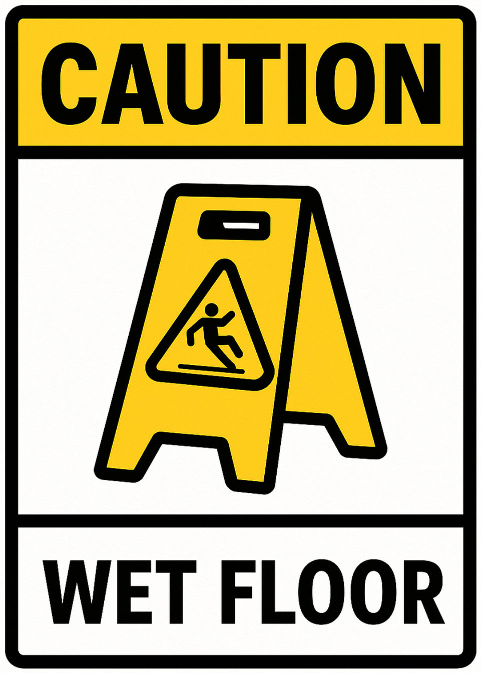 Caution Wet Floor Yellow 4x6 vinyl sticker