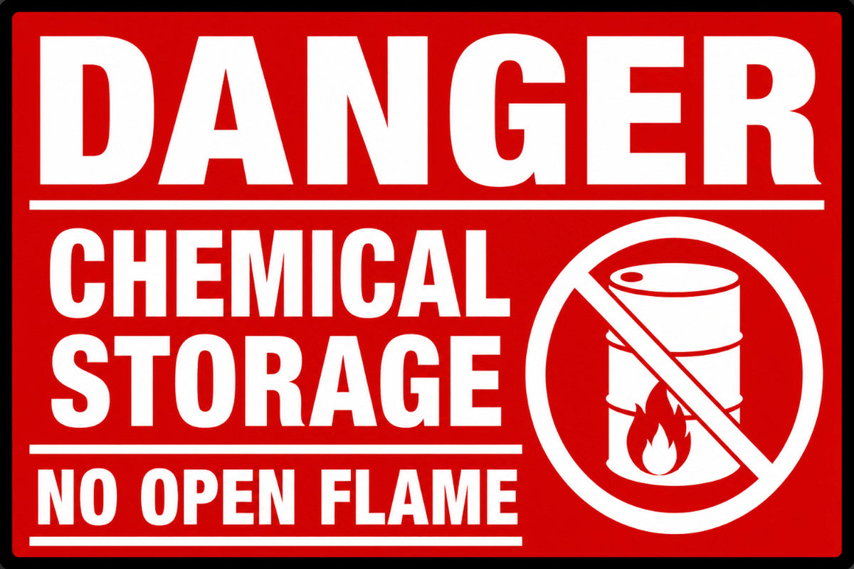 Danger Chemical Storage No Open Flame 4x6 vinyl sticker