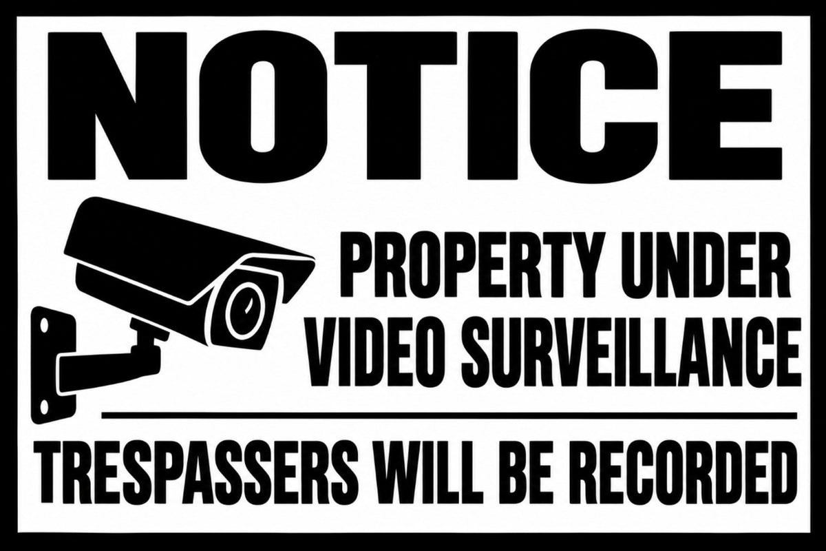 Notice Property Under Video Surveillance Trespassers Recorded 4x6 vinyl sticker
