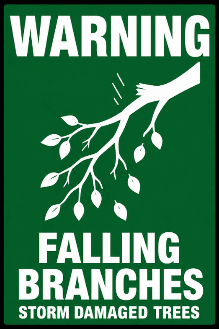 Warning Falling Branches Storm Damaged Trees 4x6 vinyl sticker
