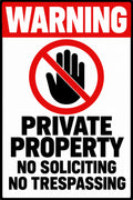 Warning Private Property No Soliciting No Trespassing 4x6 vinyl sticker