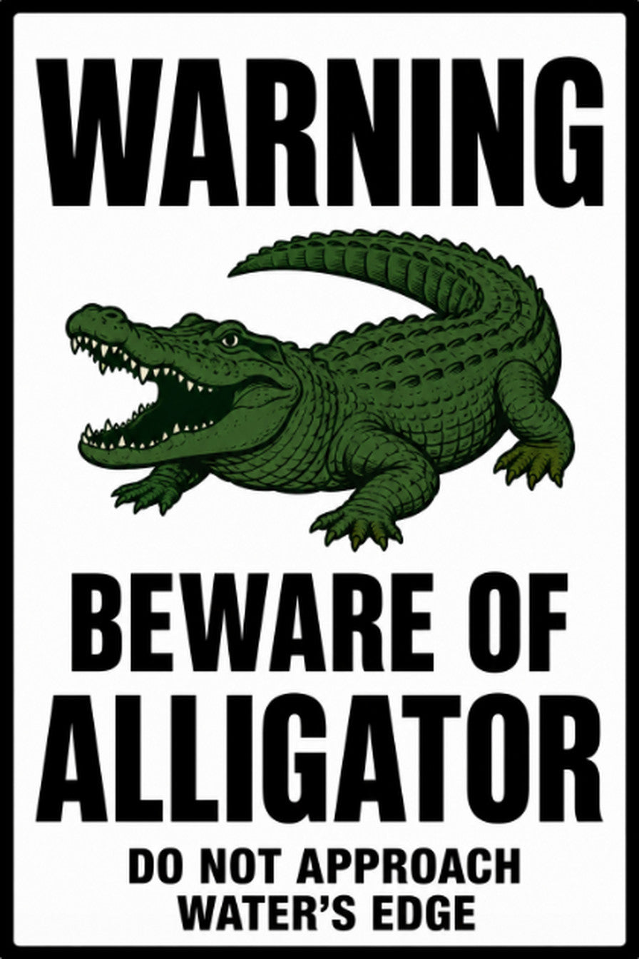 Warning Beware of Alligator 4x6 vinyl sticker