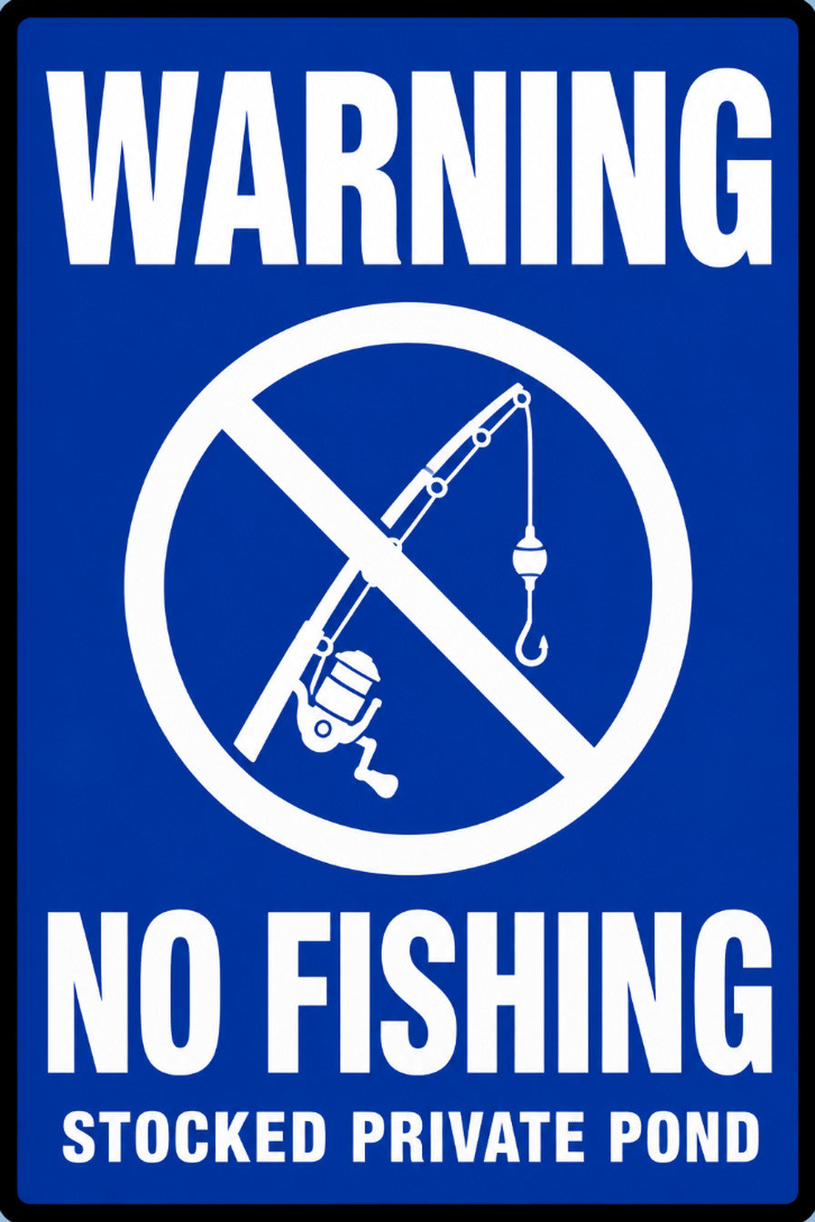 Warning No Fishing Stocked Private Pond 4x6 vinyl sticker