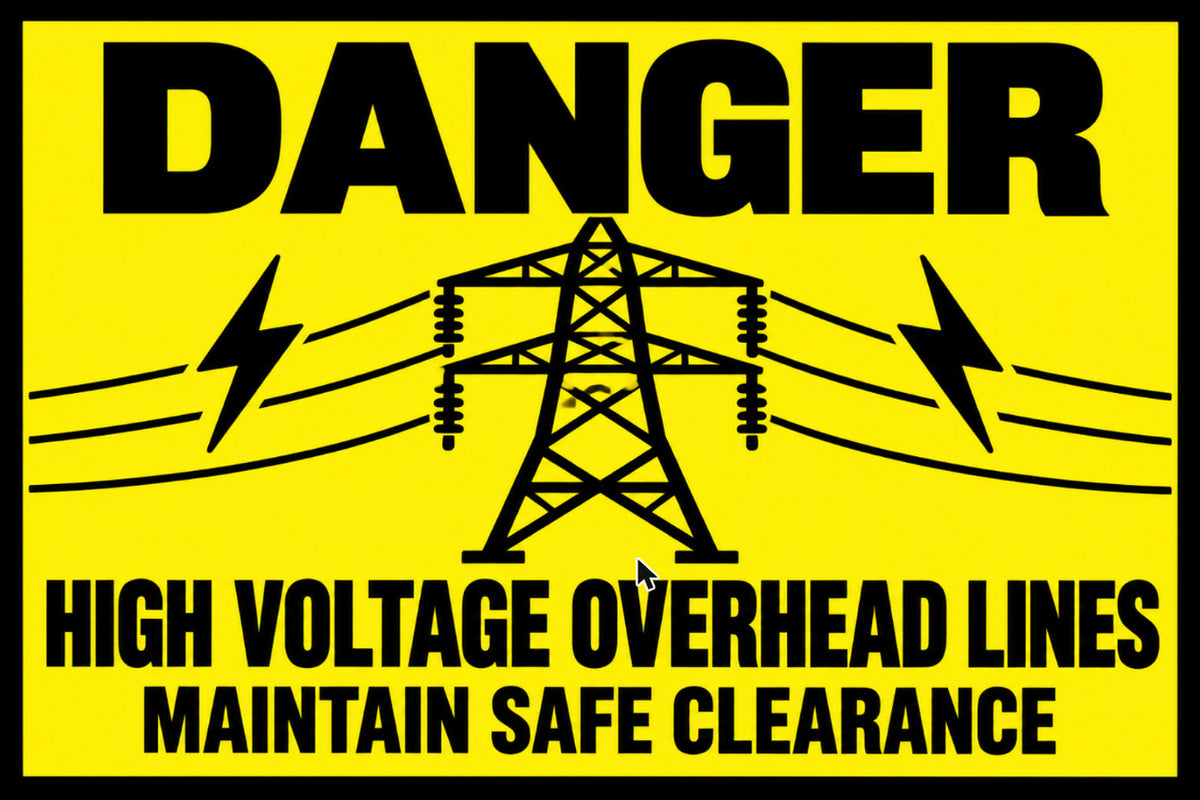 Danger High Voltage Overhead Lines Maintain Safe Clearance 4x6 vinyl sticker