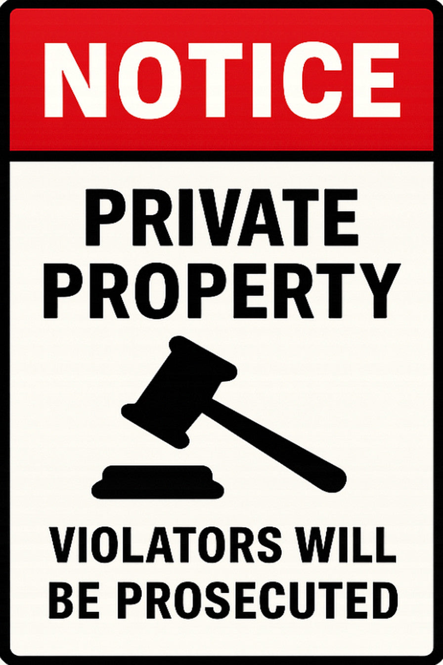 Private Property Violators Prosecuted 4x6 vinyl sticker