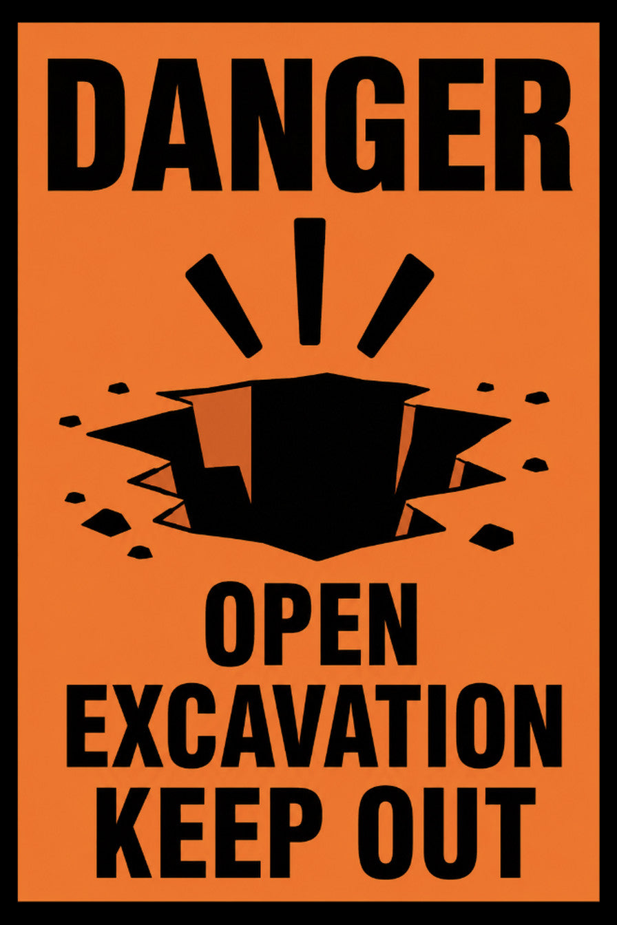 Danger Open Excavation Keep Out 4x6 vinyl sticker