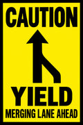 Caution Yield Merging Lane Ahead 4x6 vinyl sticker
