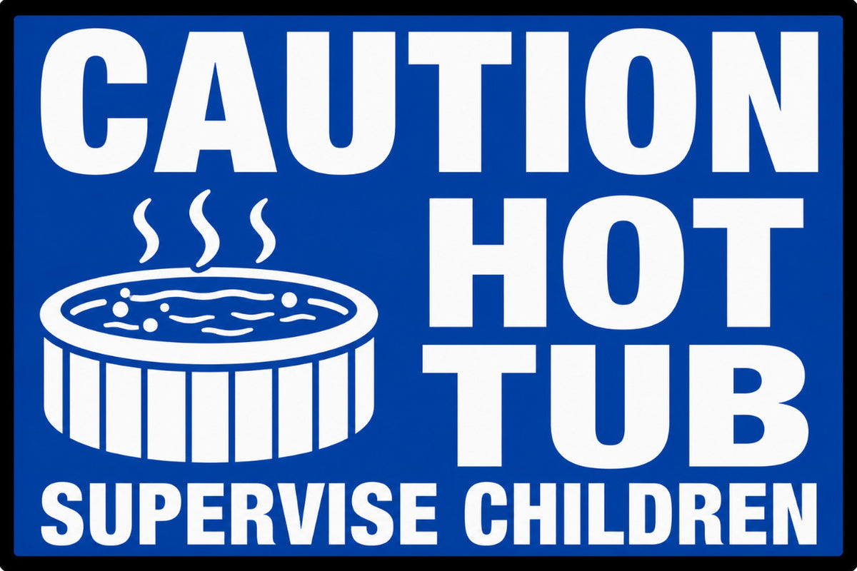 Caution Hot Tub Supervise Children 4x6 vinyl sticker