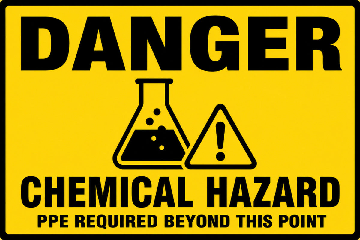 Danger Chemical Hazard PPE Required 4x6 vinyl sticker