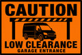 Caution Low Clearance Garage Entrance 4x6 vinyl sticker