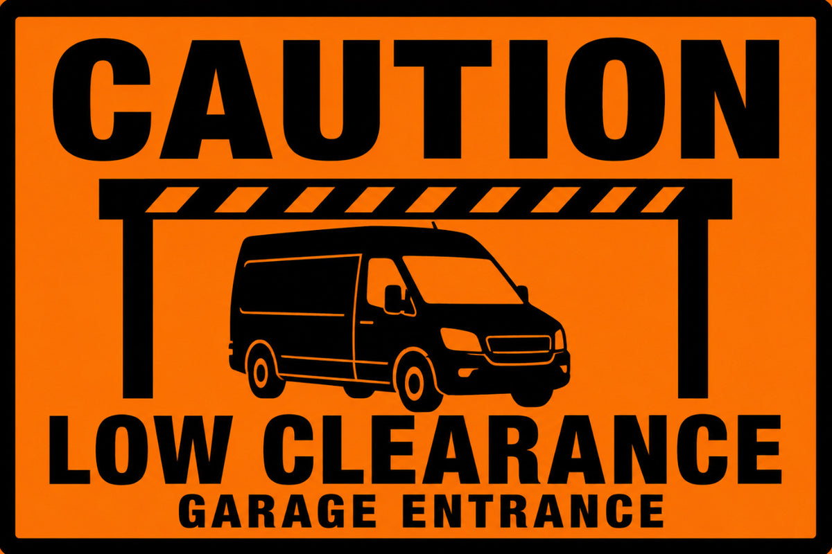 Caution Low Clearance Garage Entrance 4x6 vinyl sticker
