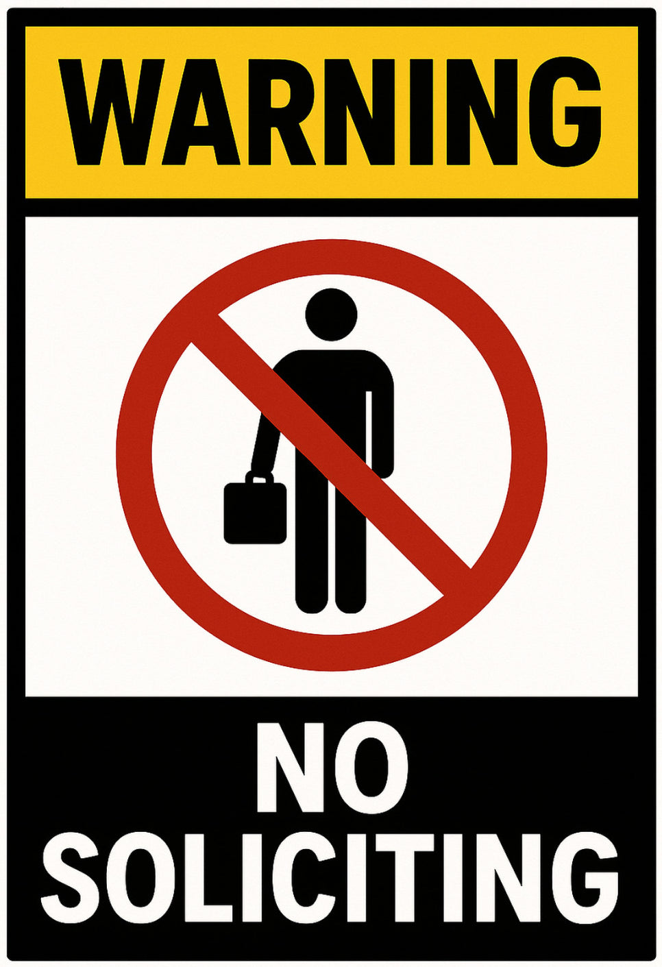 No Soliciting Warning 4x6 vinyl sticker