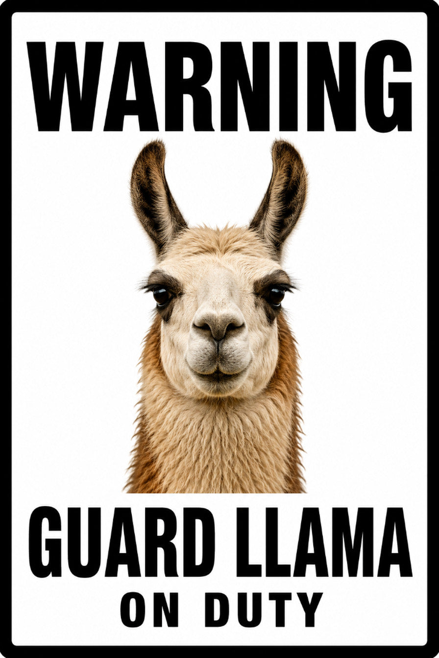 Warning Guard Llama on Duty 4x6 vinyl sticker