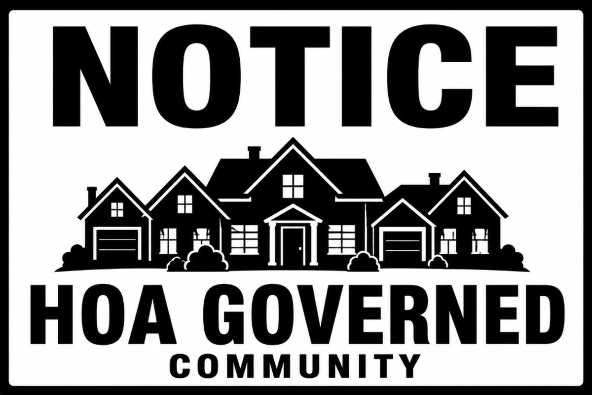 Notice HOA Governed Community 4x6 vinyl sticker