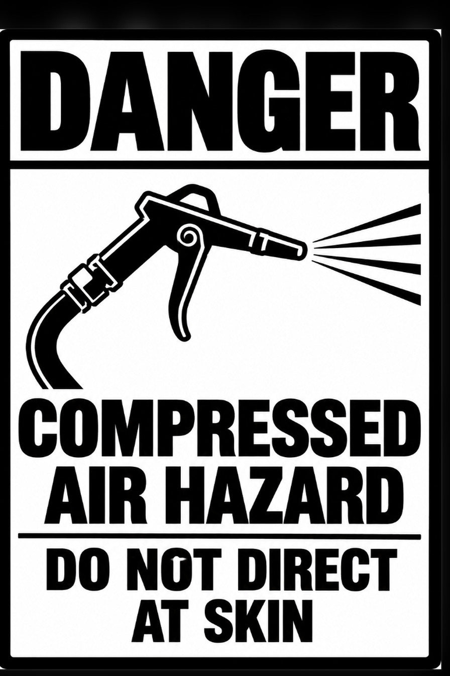 Danger Compressed Air Hazard Do Not Direct At Skin 4x6 vinyl sticker