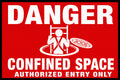 Danger Confined Space Authorized Entry Only 4x6 vinyl sticker