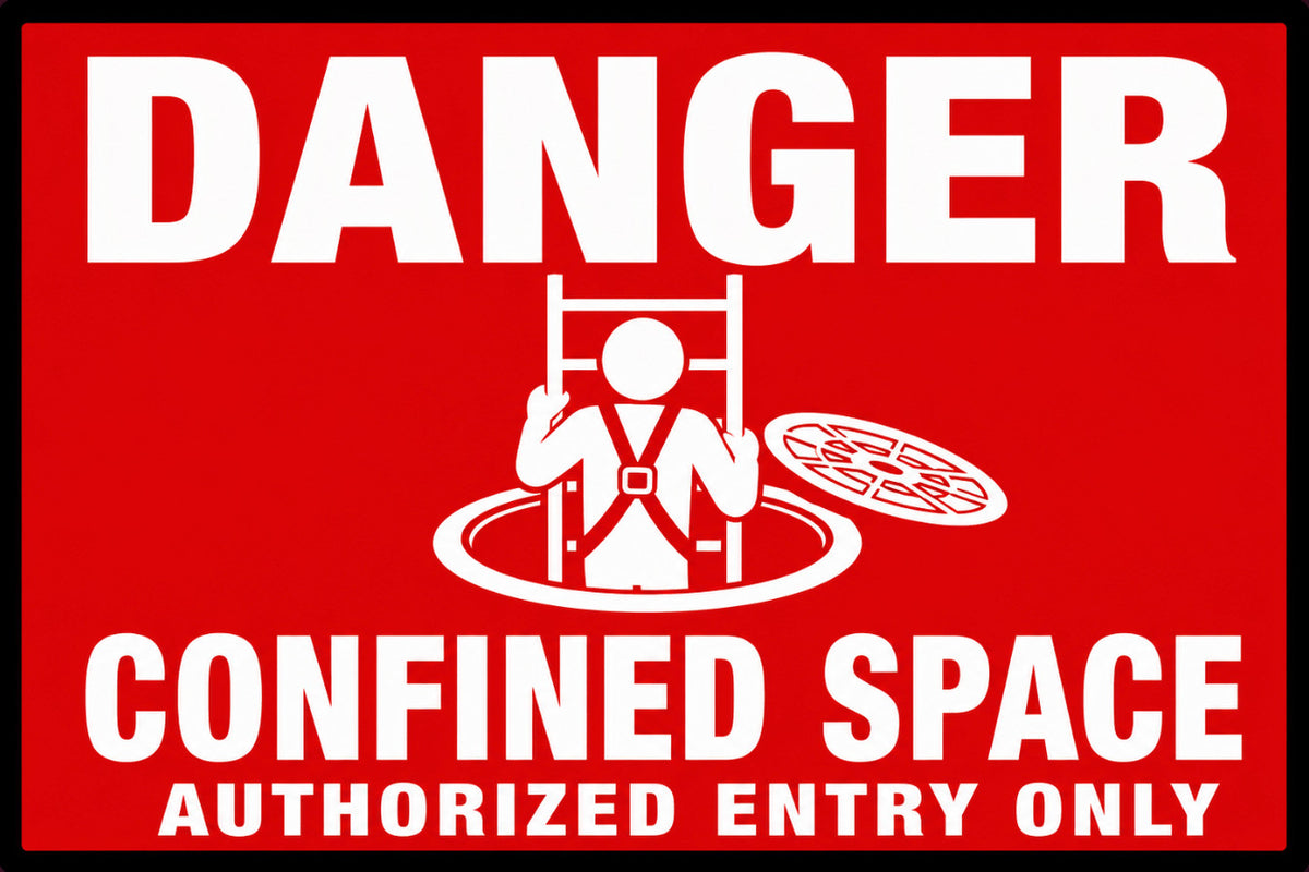 Danger Confined Space Authorized Entry Only 4x6 vinyl sticker