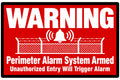 Warning Perimeter Alarm System Armed 4x6 vinyl sticker
