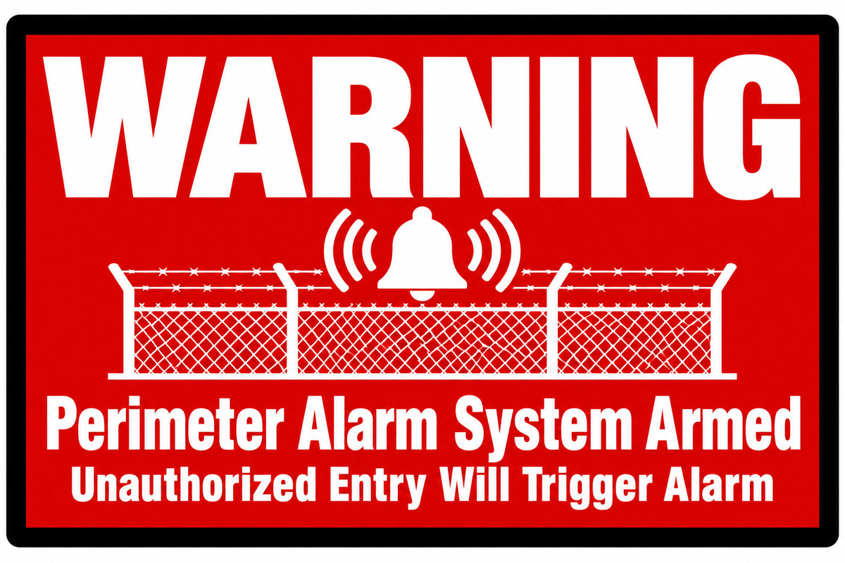 Warning Perimeter Alarm System Armed 4x6 vinyl sticker