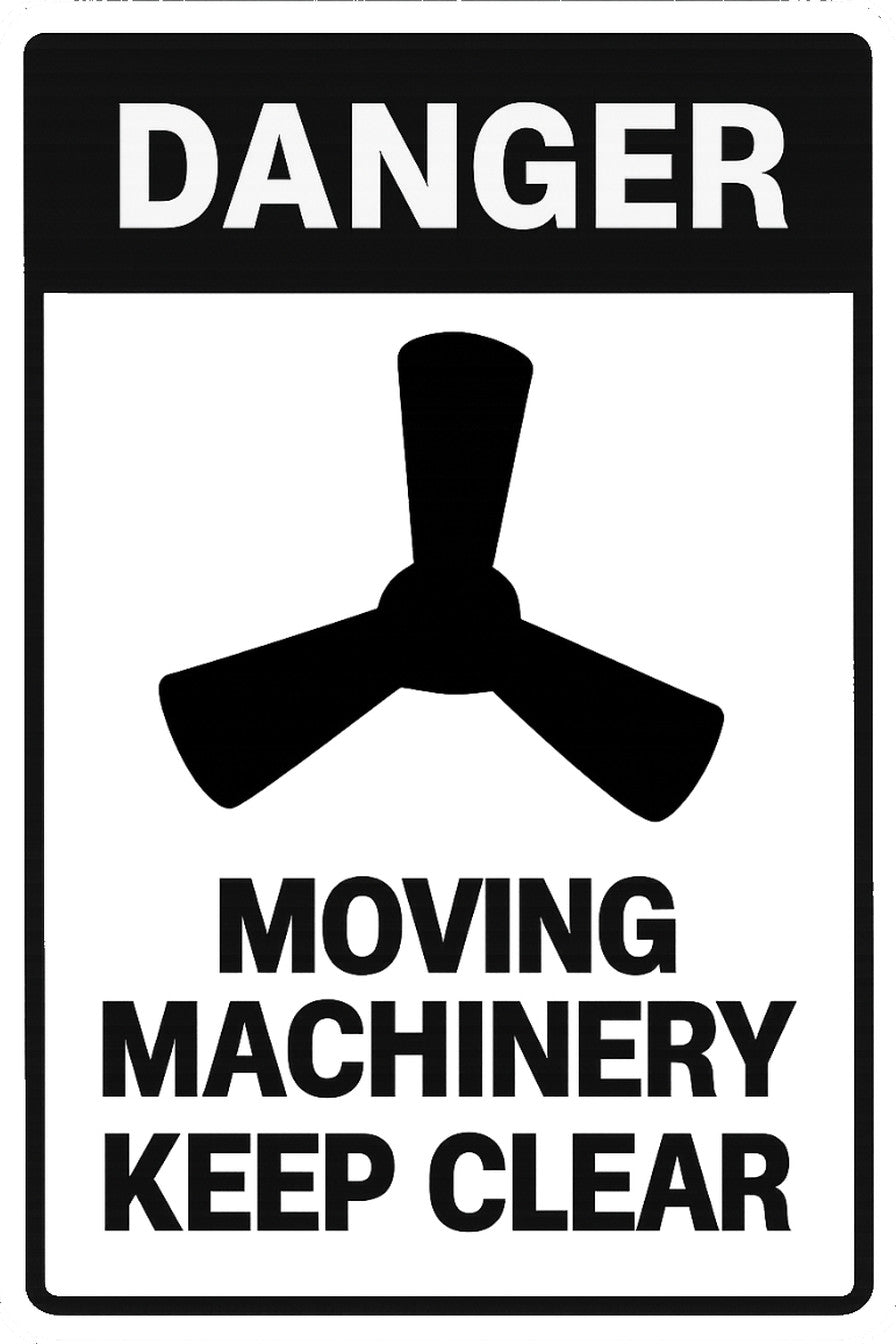 Danger Moving Machinery Keep Clear 4x6 vinyl sticker