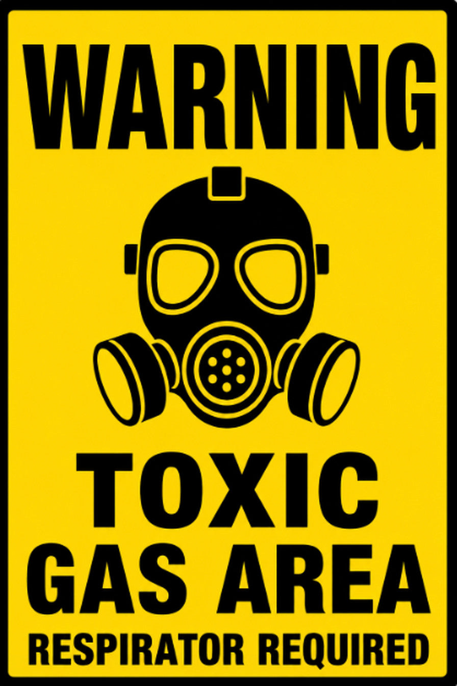 Warning Toxic Gas Area 4x6 vinyl sticker