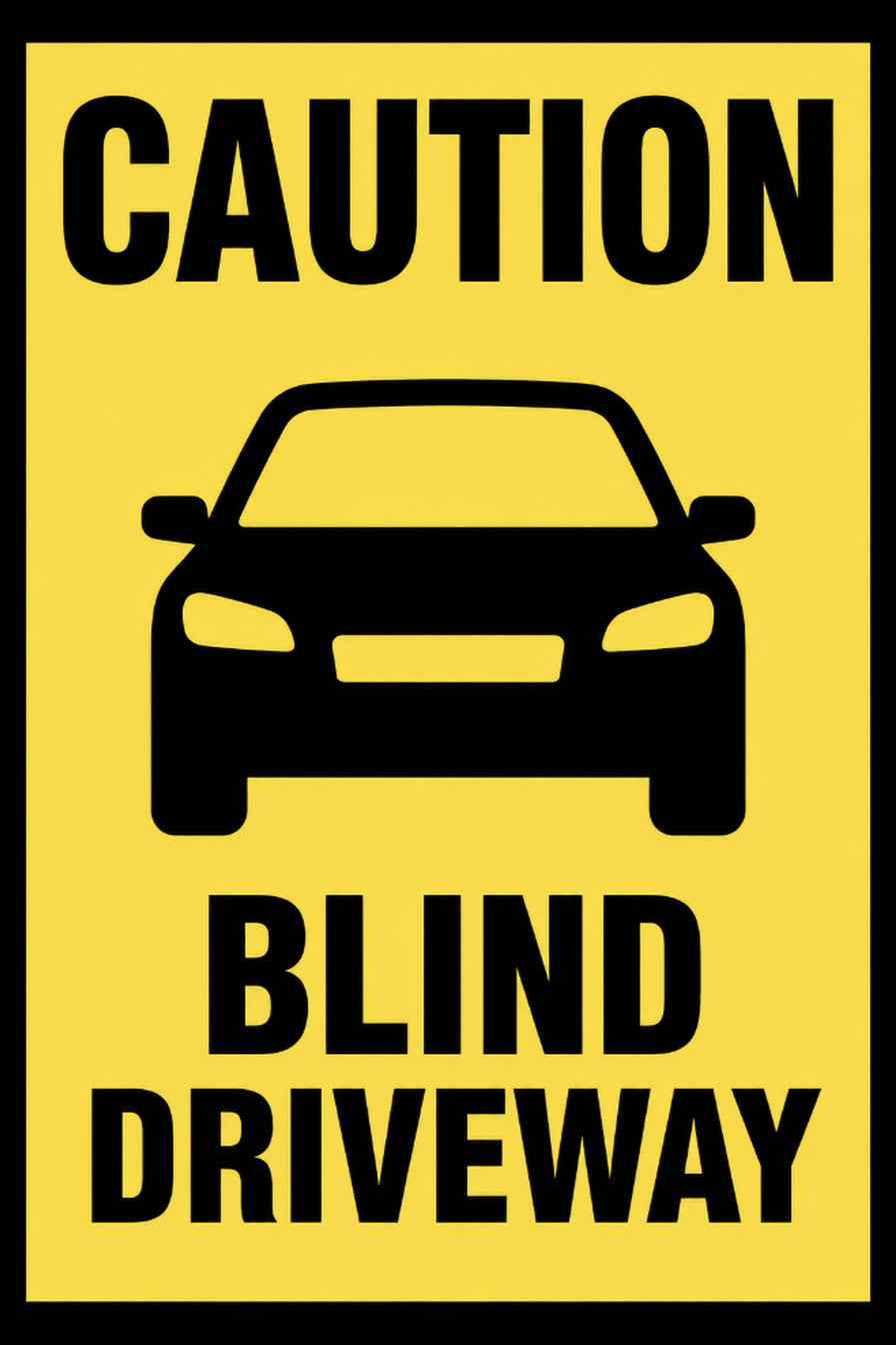 Caution Blind Driveway 4x6 vinyl sticker