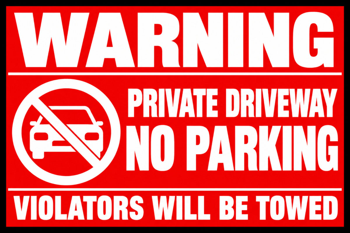 Warning Private Driveway No Parking Violators Towed 4x6 vinyl sticker