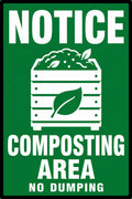 Notice Composting Area No Dumping 4x6 vinyl sticker